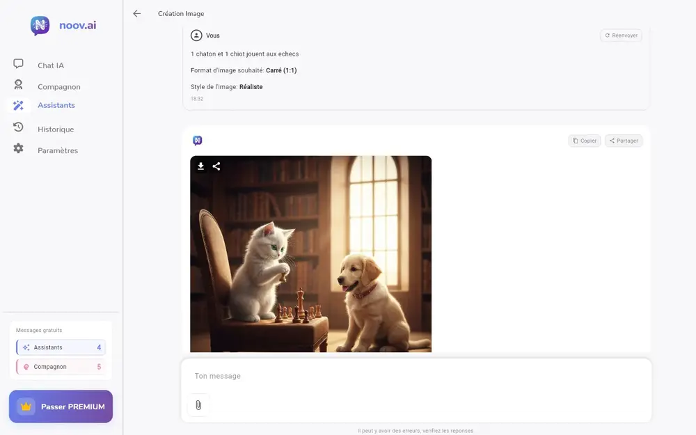 Génération d'image dans le chat